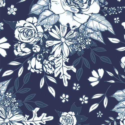 Art Gallery Maureen Cracknell True Blue CANVAS Floral Universe Midnight