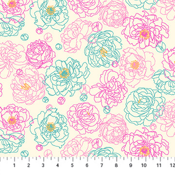 Primavera by Pippa Shaw Peony Outline beige multi