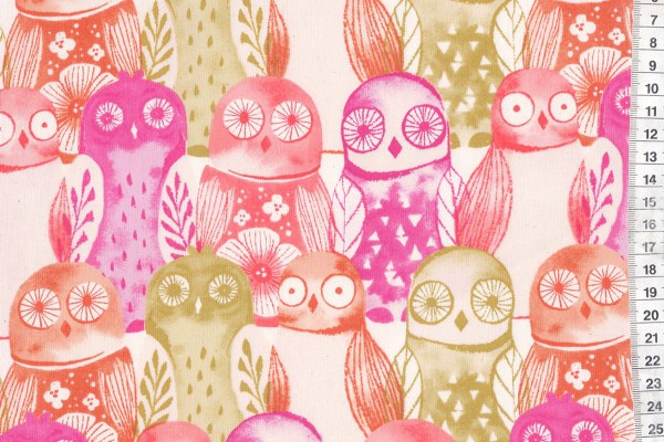 Firelight Wise Owls Fuchsia by Sarah Watts
