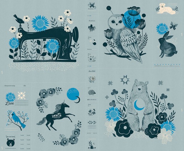 Ruby Star Society Panel Crescent Pan Soft Blue by Sarah Watts