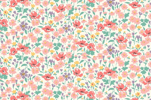 Riley Blake Design Liberty The Riviera Collection Wildflower Poppy