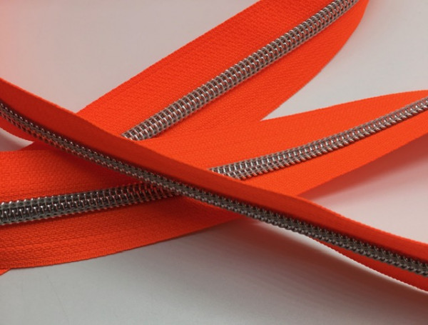 Reißverschluss metallisiert neon/orange/silber
