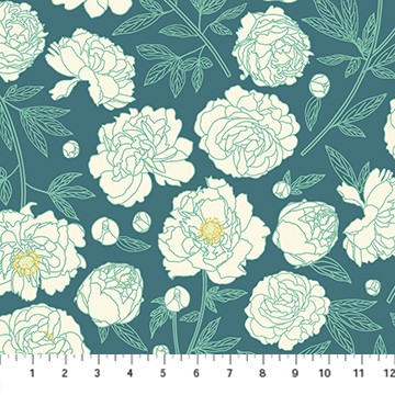 Primavera by Pippa Shaw Peony teal multi