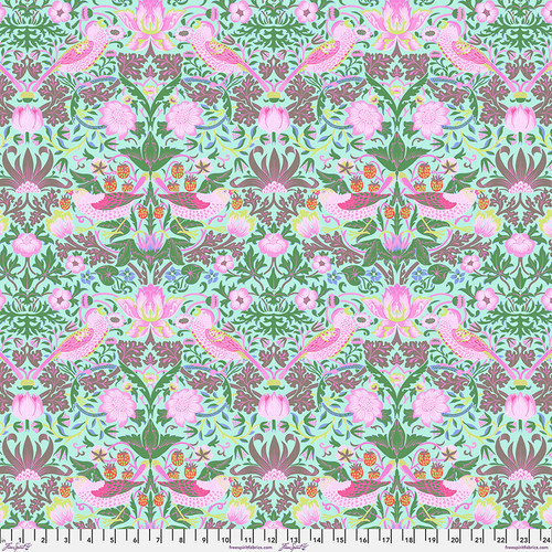 Kaffe Fassett X Morris & Co. Cotton Lawn Strawberry Thief aqua