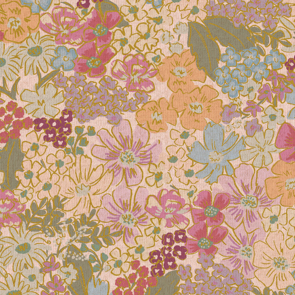 Rifle Paper English Rose Mimi Canvas Plum Metallic