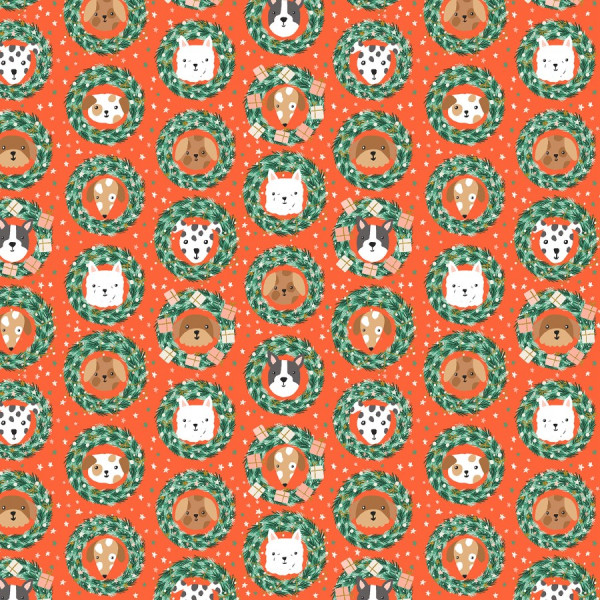 Merry Pawmas Holiday Bark and Bough Red Metallic