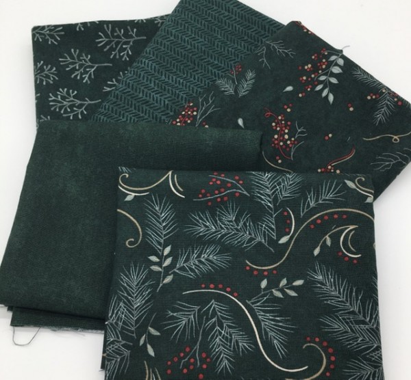 Fat Quarter Set Warm Winter WIshes Holly Taylor spruce green