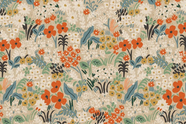 Bon Voyage Rifle Paper Meadow unbleached CANVAS flax multi