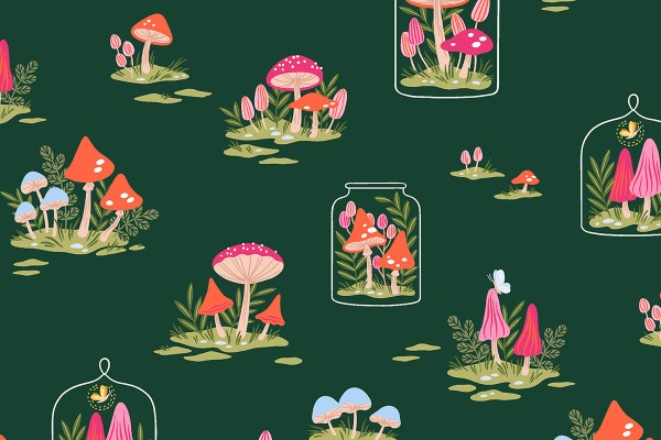 Garden & Globe Erin McMannes Mushroom Garden Deep Green