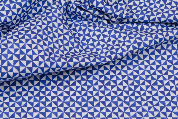 Baumwollpopeline Emilie Dreieck blau/weiß
