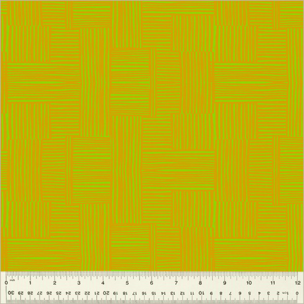 Heather Ross Ruby and Bee Blenders Woven Avocado/Turmeric