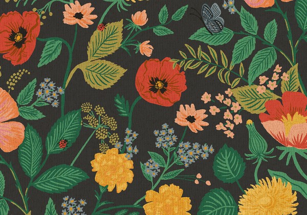 Camont Rifle Paper Poppy Fields Unbleached CANVAS Black