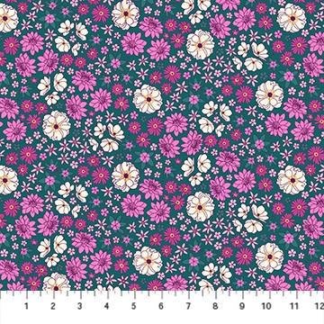 Primavera by Pippa Shaw Scattered Flowers teal multi