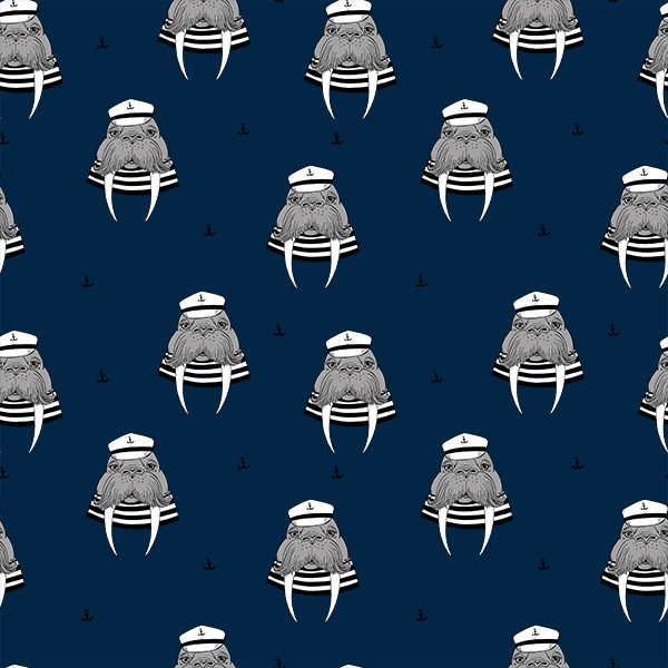 Sweat Captain Walrus Navy Peony