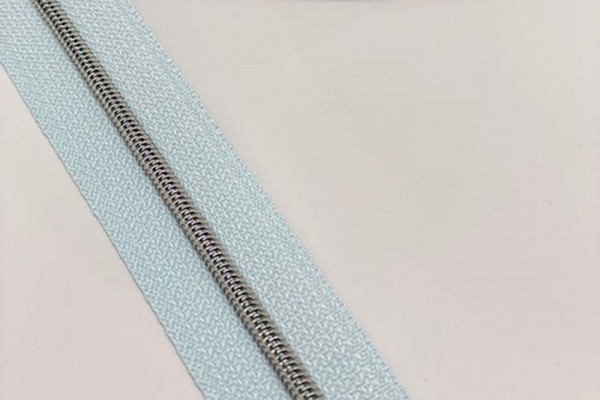 Reißverschluss metallisiert schmale Raupe eisblau/silbermatt