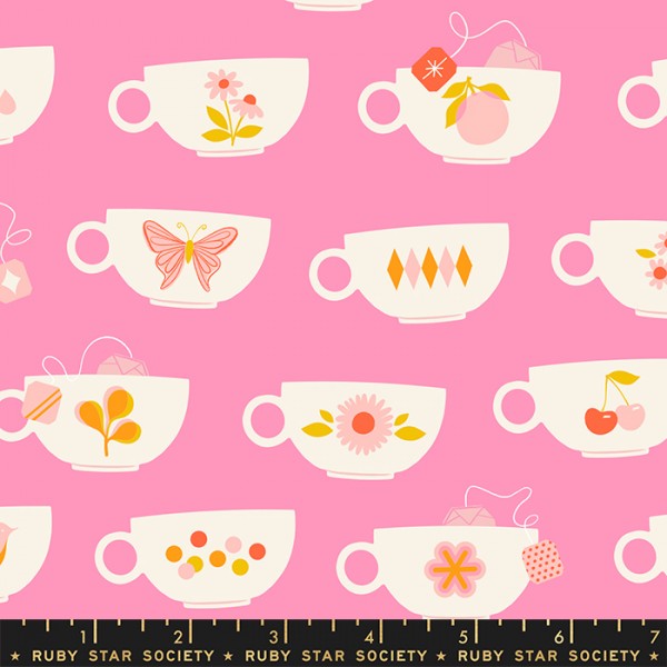 Ruby Star Society Camellia by Melody Miller - Tea Cups Flamingo