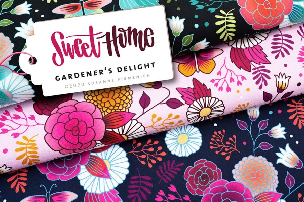 Reststück Sweet Home Jersey Digitaldruck Hamburger Liebe Gardeners Delight Col.2 rosa