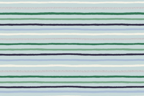 Cotton and Steel Rifle Paper Holiday Classics Festive Stripes Mint Metallic