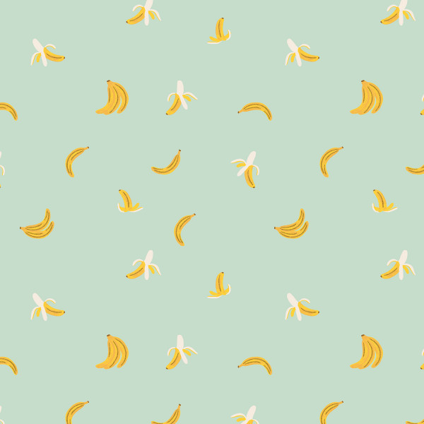 Cotton and Steel Orchard Bananas Mint Metallic