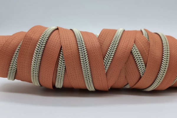 Reißverschluss metallisiert breite Raupe butternut/eisgold