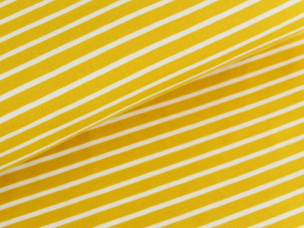 Bio Stretchjersey Streifen gelb/weiß