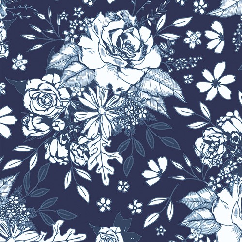 Art Gallery Maureen Cracknell True Blue Floral Universe Midnight