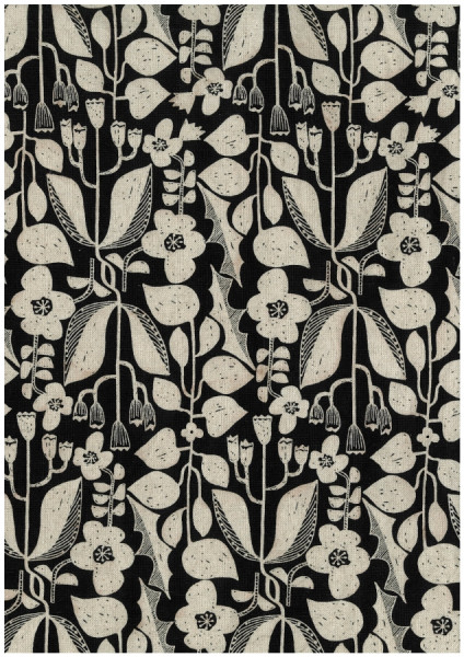 Kokka Canvas Retroblumen black
