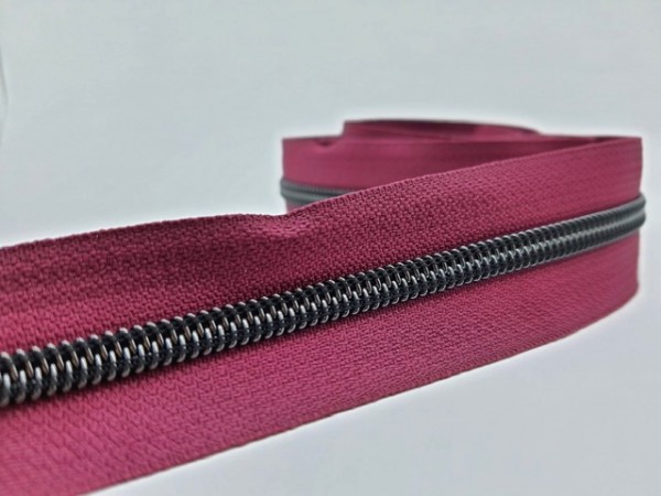 Reißverschluss metallisiert breite Raupe eggplant/titan