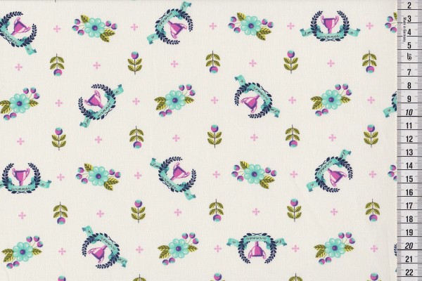 Tula Pink Slow & Steady Winners Circles raspberry blue