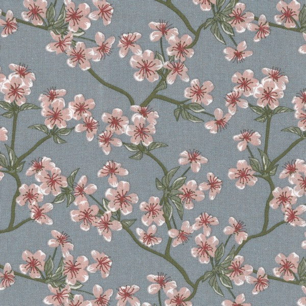 Wachstuch Oilcloth Amalie Dusty Blue/Old Rose