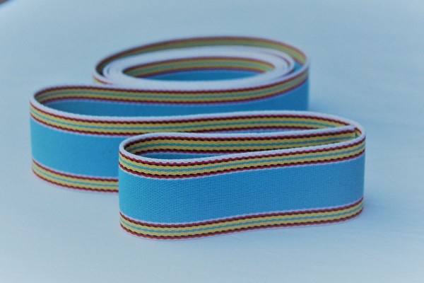 Gurtband Streifen hellblau/bunt