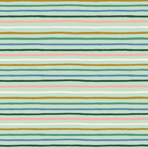 Cotton and Steel Orchard Happy Stripe Mint Multi Metallic