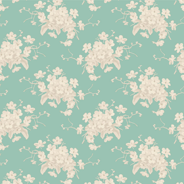 Tilda Sunday Brunch White Flowers Teal