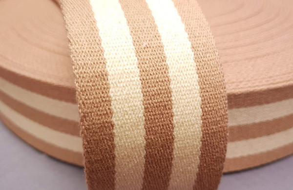 Gurtband 5 cm sand/wollweiß gestreift