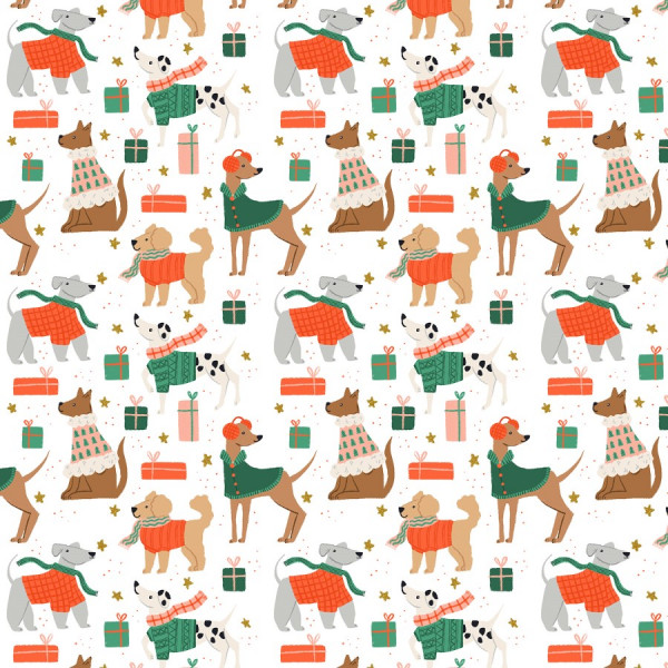 Merry Pawmas Holiday Dapper Dogs Snow Metallic