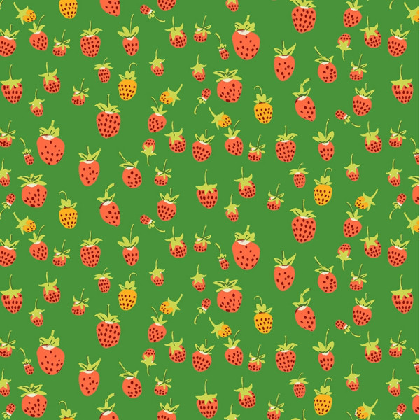 Heather Ross Studio Edit Strawberries green