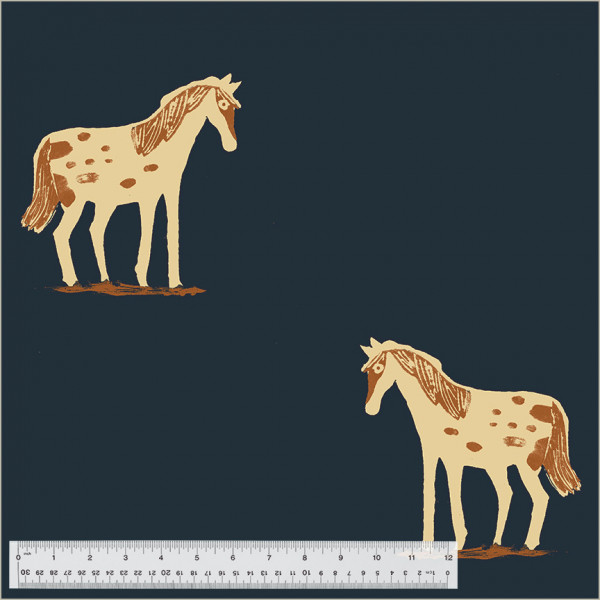 Heather Ross Quilt Back Wild Ponies Ink