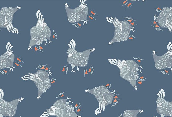 Rae Ritchie Poppy Prairie chickens teal