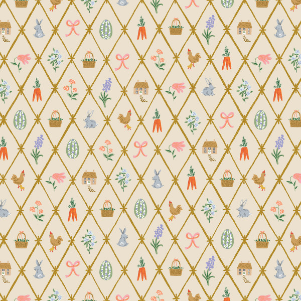 Rifle Paper Easter Lattice Linen Fabric