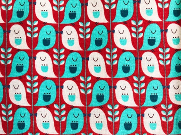 Kokka Mees&Mees Canvas Retro Vögelchen rot