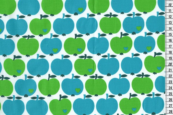 acrylbeschichtete Baumwolle Apfel klassik by Graziela grün-blau