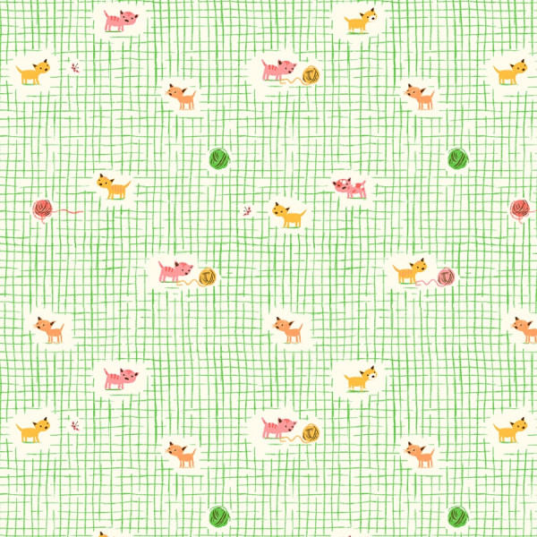 Heather Ross Studio Edit Kitten Plaid Green