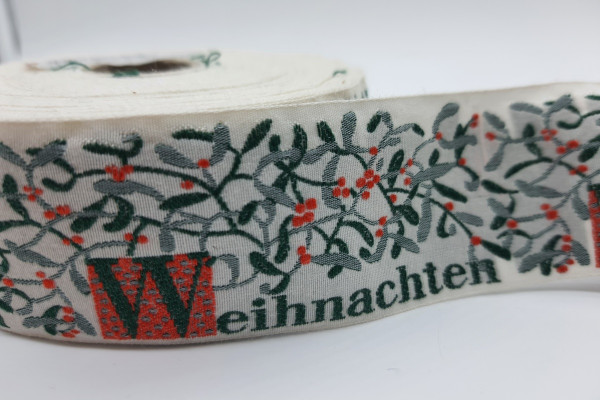 Weihnachts-Webband creme/grün/orange