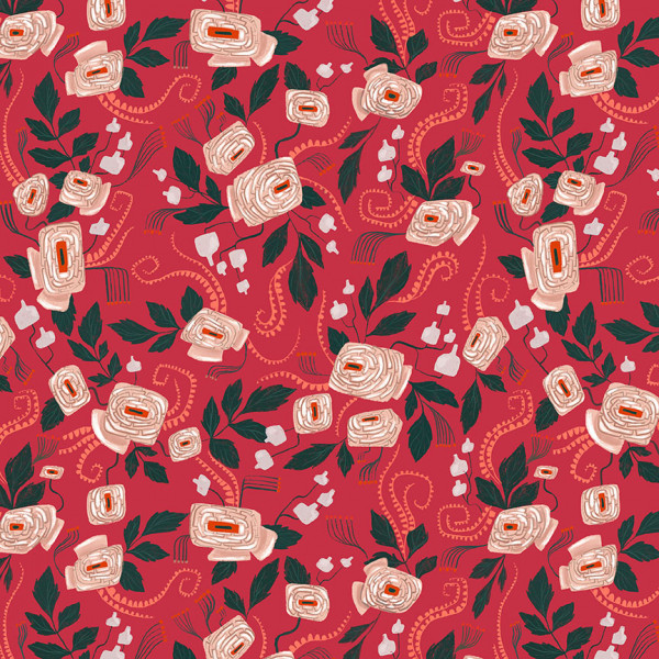 Dear Stella Fabrics Rae Ritchie Santawood Santa Floral