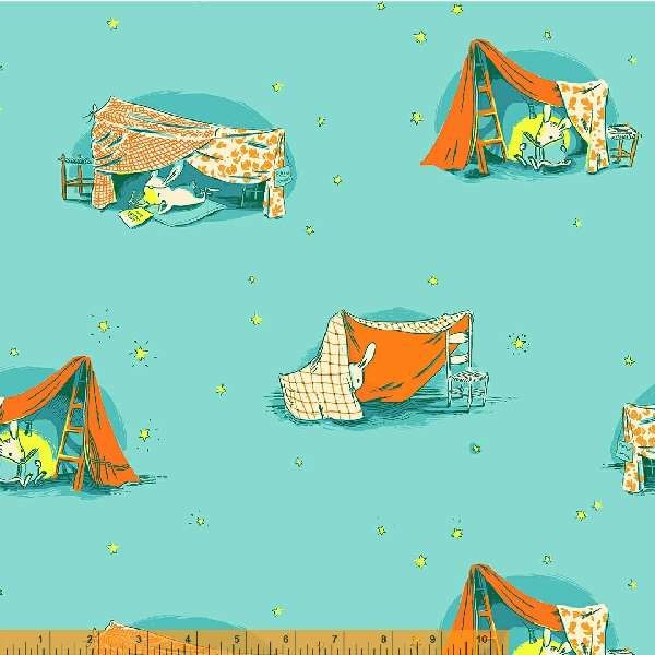 Heather Ross Lucky Rabbit Quilt Tent Turquoise