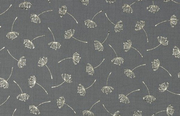 Double Gauze Pusteblume Foliendruck grau/gold