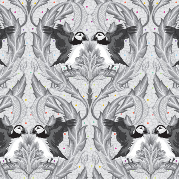 Pre-Order Tula Pink Graywork True Color Huffin and Puffin Whisper