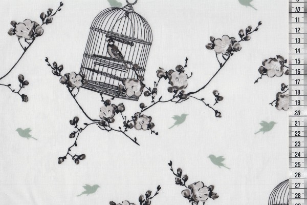 Wachstuch Birdcage charcoal/ice green