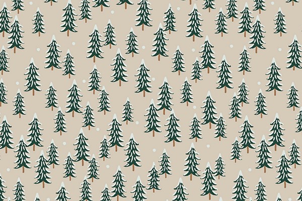 Cotton and Steel Rifle Paper Holiday Classics Fir Trees Linen