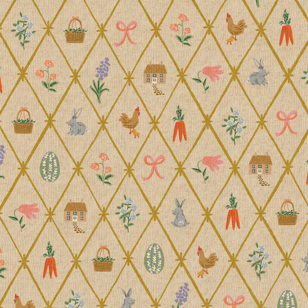 Rifle Paper Easter Canvas Easter Latitce Linen Cream